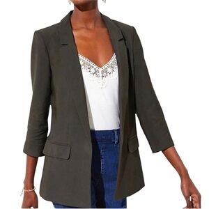NWT LOFT Olive Green Open Front 3/4 Length Sleeve sz 8P Blazer